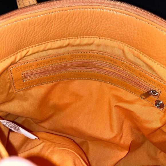 Stone Mountain Leather Purse Orange Satchel Storage Pockets - Picture 7 of 7